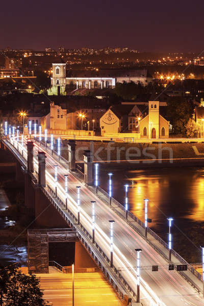 Híd folyó város építészet Vilnius katedrális Stock fotó © benkrut