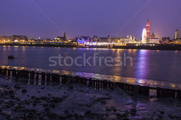 Panorama of Antwerp across Scheldt River Stock photo © benkrut