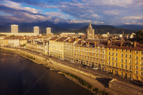 Grenoble architecture along Isere River Stock photo © benkrut