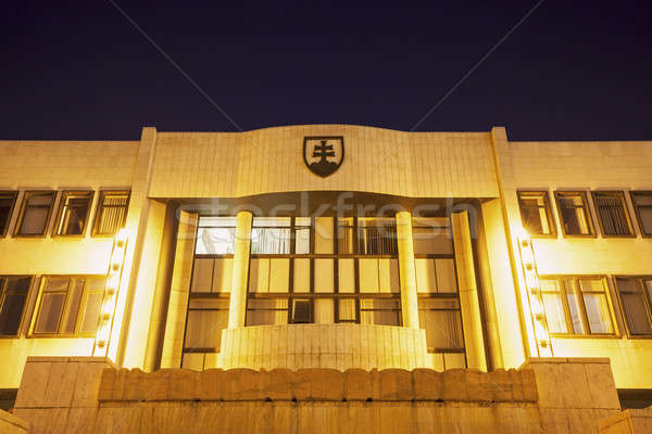 Foto stock: Eslováquia · parlamento · edifício · Bratislava · noite · cidade