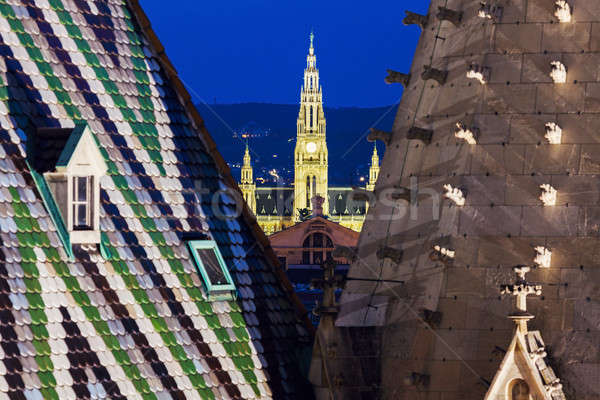 Vienna City Hall seen from St. Stephen's Cathedral Stock photo © benkrut