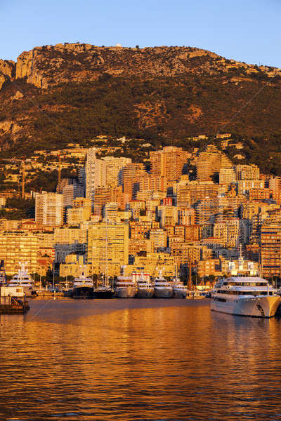 Port Monaco sunrise Reise Boot Skyline Stock foto © benkrut