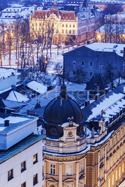 архитектура университета часы зима синий путешествия Сток-фото © benkrut