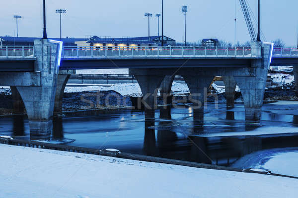 Bridge over frozen Des Moines River Stock photo © benkrut