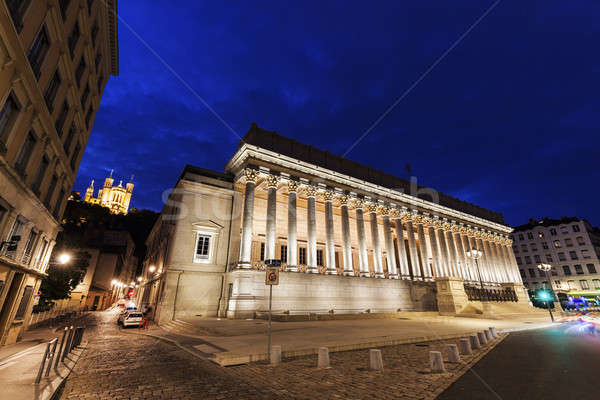 Tribunal Lyon noite céu edifício igreja Foto stock © benkrut