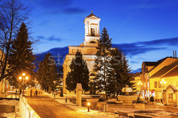 Evangelical Church in Poprad at night Stock photo © benkrut