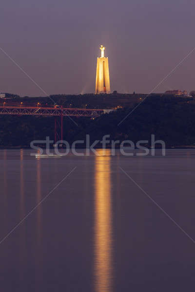 25th of April Bridge and Cristo Rei Statue in Lisbon Stock photo © benkrut