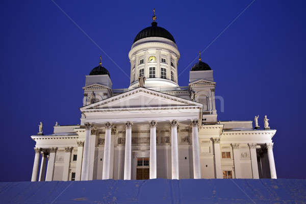 Kathedrale Winter Morgen Gebäude Kirche Stock foto © benkrut