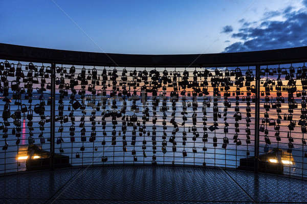 Miłości jezioro niebo niebieski noc panoramę Zdjęcia stock © benkrut