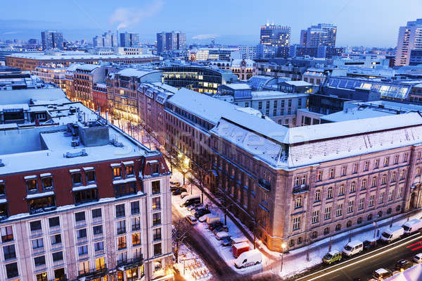 Antenne panorama avond straat winkelen winter Stockfoto © benkrut