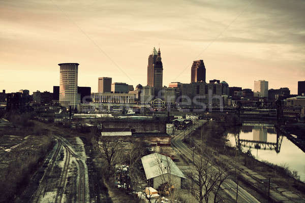 Cleveland during sunset Stock photo © benkrut