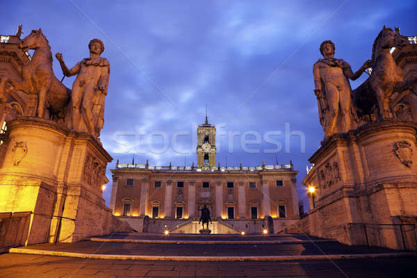 Equestrian Statue of Marcus Aurelius and Comune Roma Gabinetto S Stock photo © benkrut