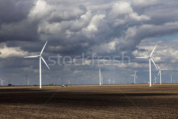 Parque eólico Indiana nublado dia céu paisagem Foto stock © benkrut