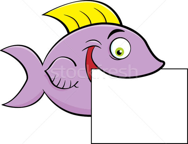 Cartoon poissons signe illustration Photo stock © bennerdesign