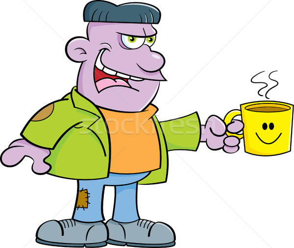 Karikatur Monster halten Kaffeetasse Illustration glücklich Stock foto © bennerdesign