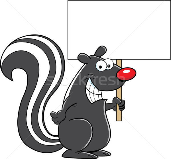 Cartoon Skunk Holding A Sign. Stock photo © bennerdesign