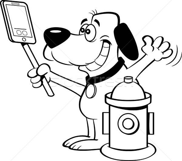 Cartoon Dog Taking a Selfie with a Fire Hydrant Stock photo © bennerdesign