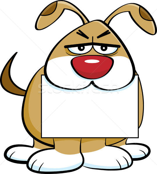 Cartoon Angry Dog Holding a Sign in Its Mouth vector illustration ©  bennerdesign (#9179741) | Stockfresh