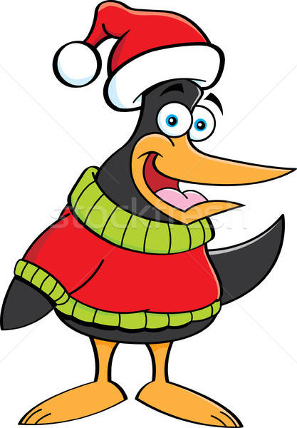 Pingvin visel pulóver mikulás kalap rajz Stock fotó © bennerdesign