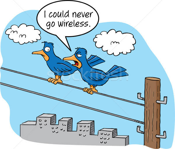 Cartoon birds on a wire. Stock photo © bennerdesign