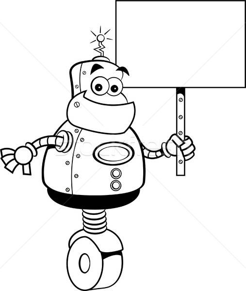 Cartoon Robot Holding a Sign Stock photo © bennerdesign