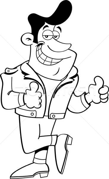 Black and white illustration of a man giving double thumbs up. Stock photo © bennerdesign
