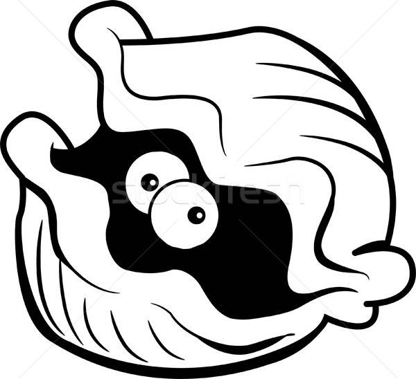 Cartoon almeja grande ojos blanco negro ilustración Foto stock © bennerdesign