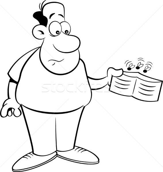 Cartoon uomo vuota portafoglio bianco nero Foto d'archivio © bennerdesign