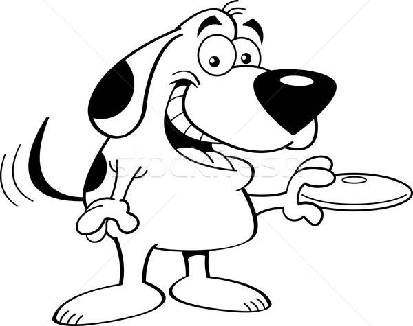 Cartoon Dog Holding a Flying Disk Stock photo © bennerdesign