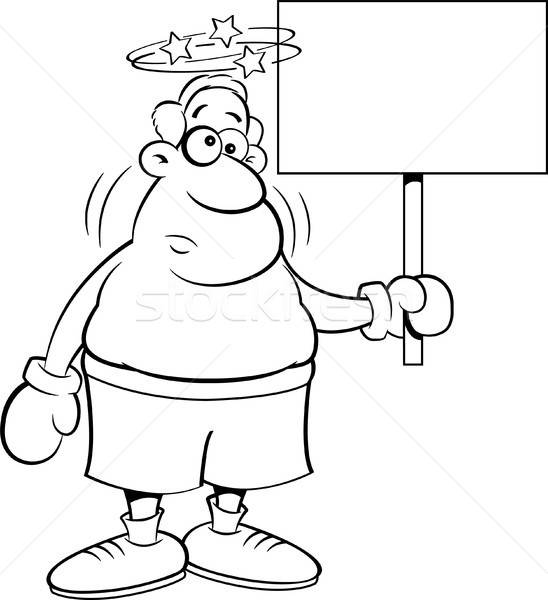 Cartoon Boxer Holding a Sign Stock photo © bennerdesign
