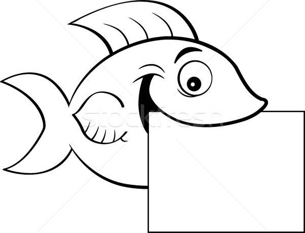 Cartoon poissons signe blanc noir illustration Photo stock © bennerdesign