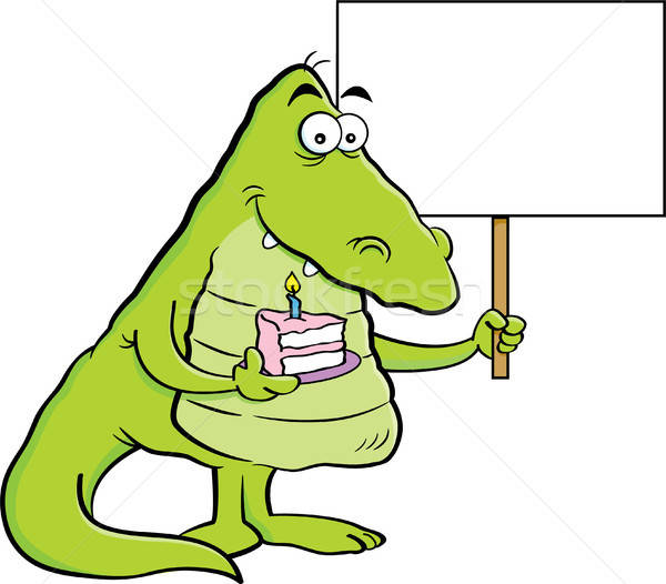 Cartoon alligatore pezzo torta segno Foto d'archivio © bennerdesign