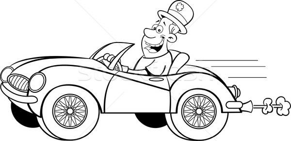 Zdjęcia stock: Cartoon · człowiek · derby · jazdy · samochodu