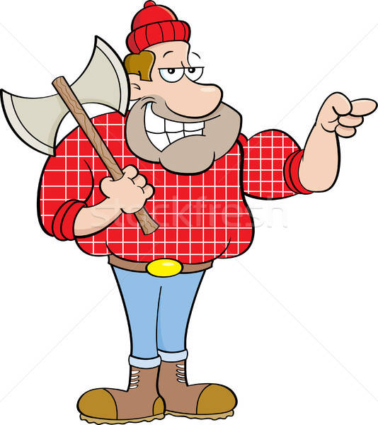 Stock photo: Cartoon Lumberjack Pointing
