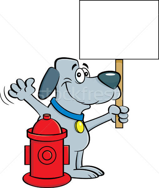Cartoon dog holding a sign next to a fire hydrant. Stock photo © bennerdesign