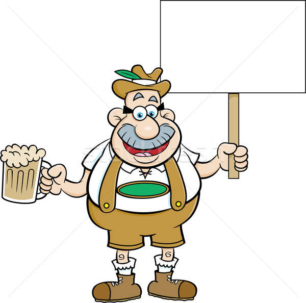 Cartoon homme bière signe illustration Photo stock © bennerdesign