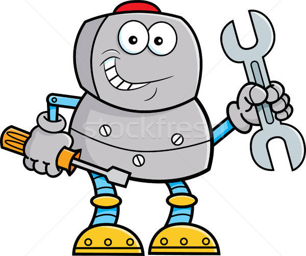 Cartoon Robot Holding Tools Stock photo © bennerdesign