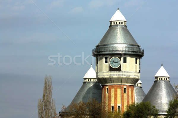 Terkedilmiş eski gaz towers Budapeşte Macaristan Stok fotoğraf © berczy04