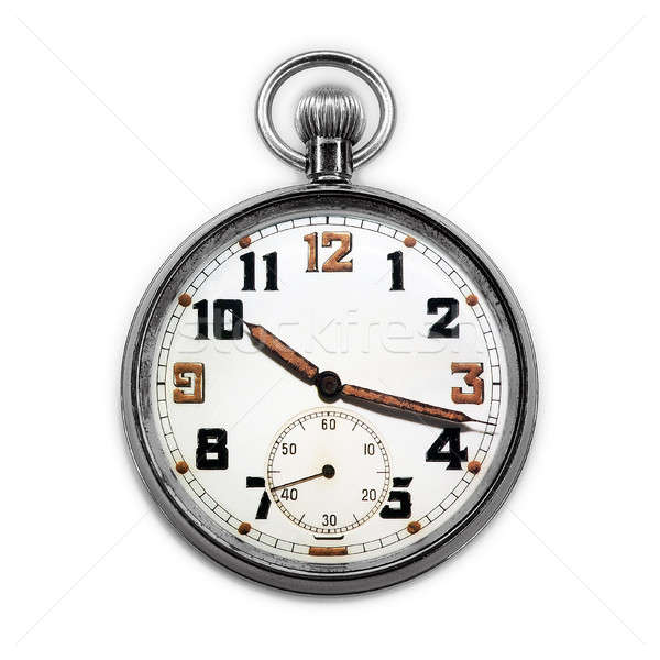 Vintage reloj de bolsillo aislado blanco manos reloj Foto stock © berczy04