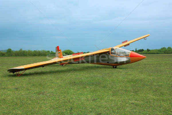 Glider plane on grass Stock photo © berczy04