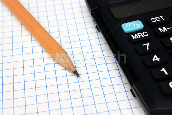 計算器 鉛筆 筆記本 黑色 格 紙 商業照片 © berczy04