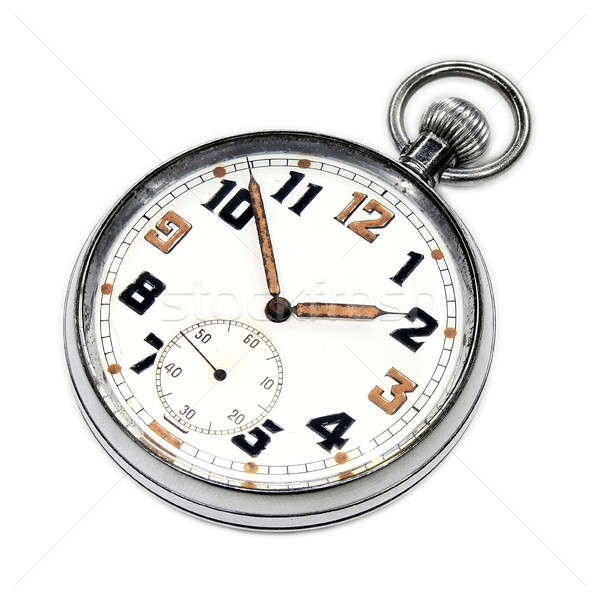 Stockfoto: Vintage · zakhorloge · geïsoleerd · witte · handen · klok