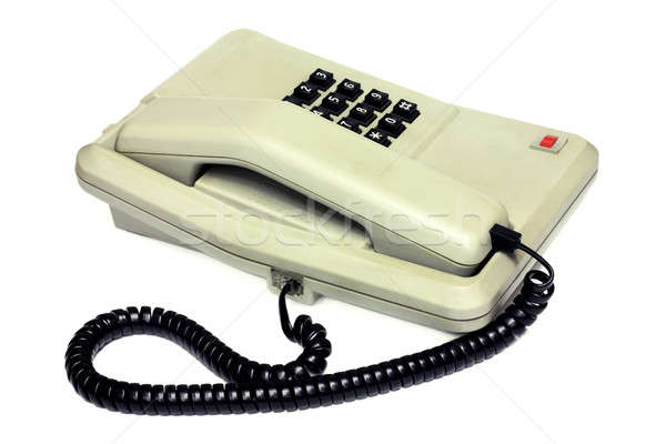 Old simple office desk phone and cable Stock photo © berczy04