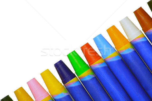 Renkli boya kalemleri diyagonal yalıtılmış beyaz Stok fotoğraf © berczy04