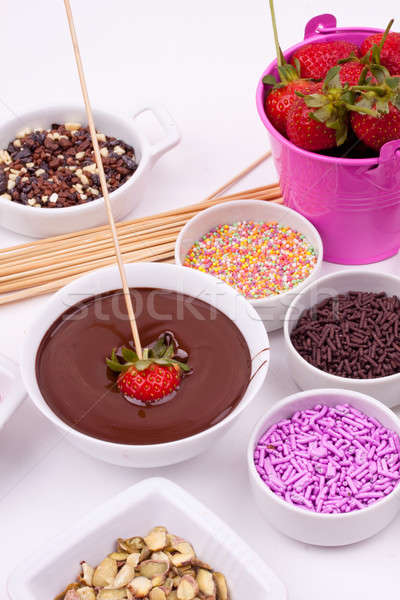 ストックフォト: チョコレート · 果物 · 砂糖 · 食品 · ディナー · イチゴ