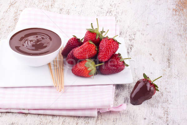 chocolate fondue with strawberry Stock photo © bernashafo
