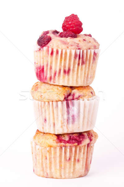 Frambuesa muffin blanco torta desayuno postre Foto stock © bernashafo