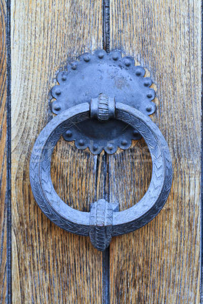 Door knocker of old wooden door (detail) Stock photo © Bertl123