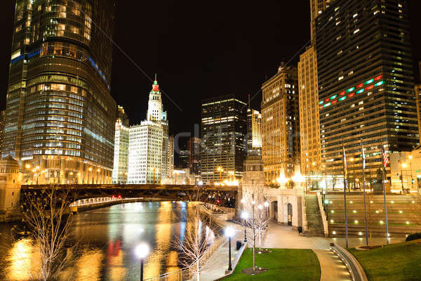 Chicago River at Night  Stock photo © Bertl123