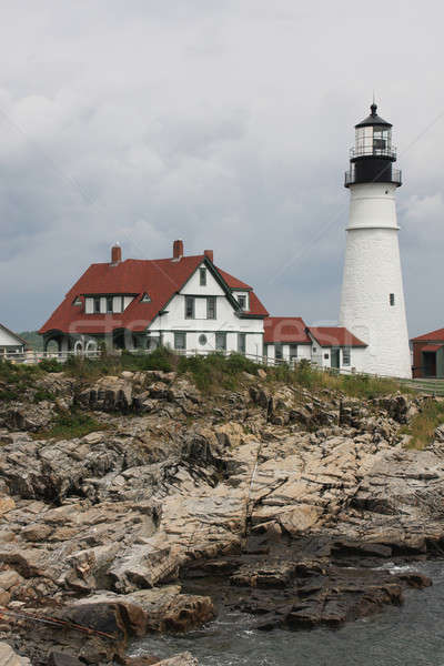 Cape Elizabeth Lighthouse before cloudy sky, New England, Portland, Maine Stock photo © Bertl123